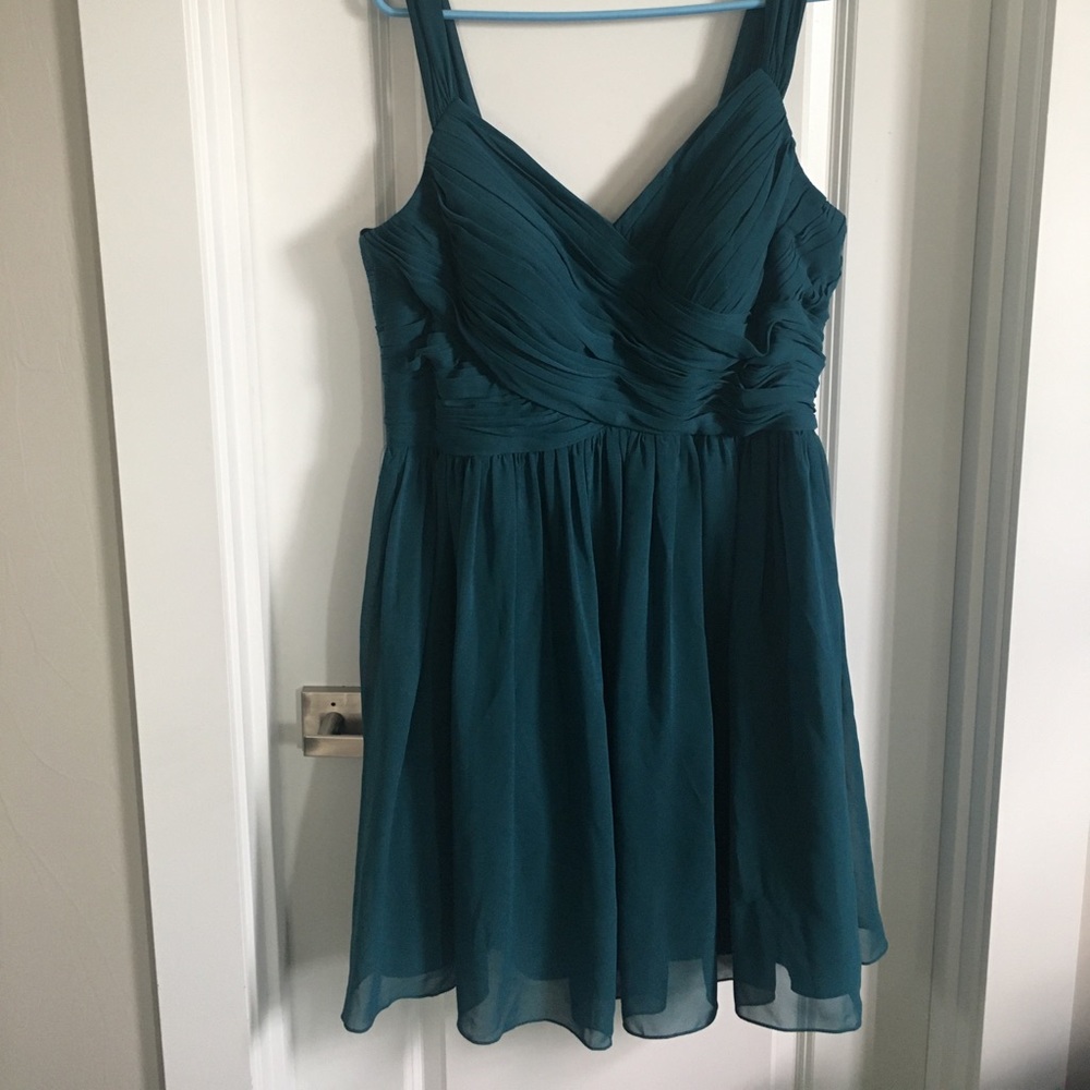 Azazie Peacock colored custom dress
